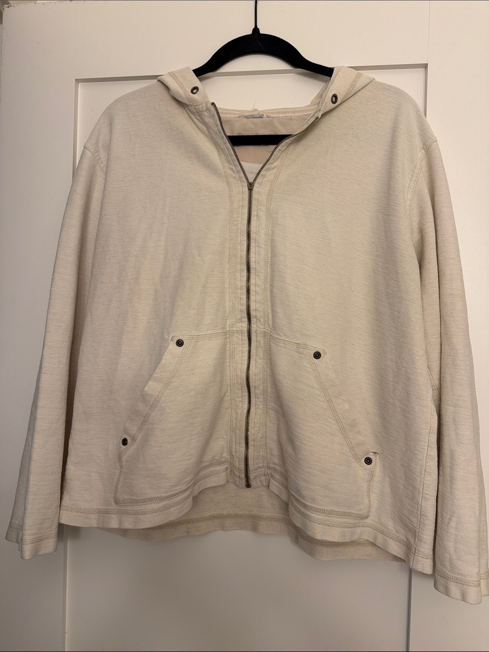 Women’s Cream Zip-Up Hooded Lightweight Jacket